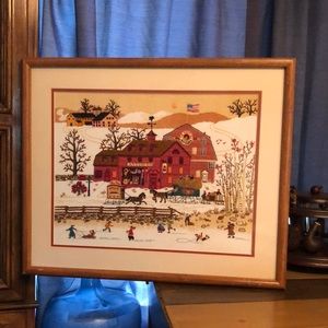 Beautiful Embroidered and Professionally framed Art Work